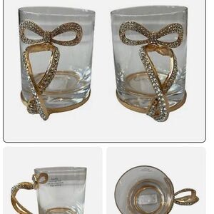 Bow Shaped Rhinestone Gold Glasses